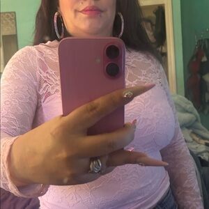 Pink Lace Long Sleeve Top